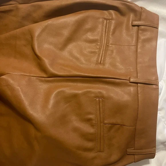 Faux leather pants - brown leather tan leather - Picture 7 of 9